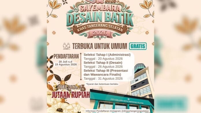 Tangsel Buka Sayembara Desain Batik Khas 2026, Angkat Anggrek dan Rumah Blandongan Sebagai Icon